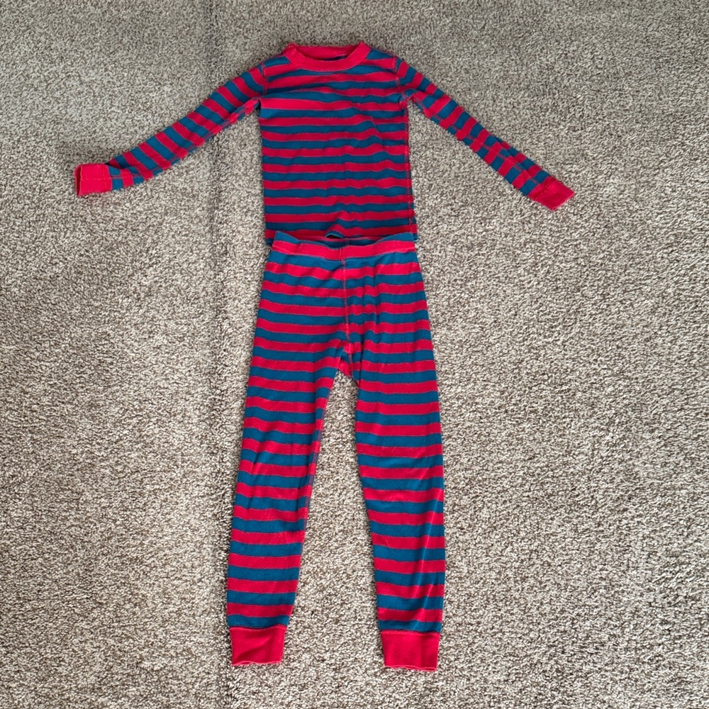 Hanna Andersson Red and Green  Striped Kids Pajama Set